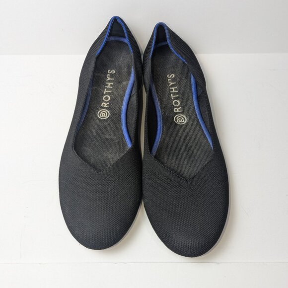 ROTHY'S The Flat Slip On Ballet Flat Size 13 Solid Black Washable Round Toe - Picture 1 of 6